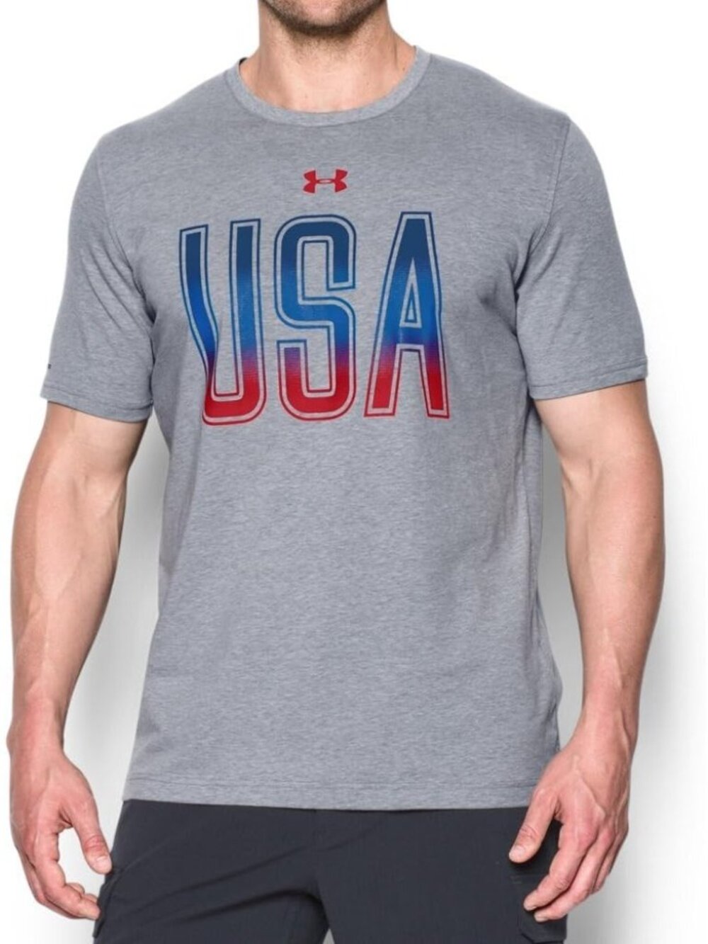 Under Armour HeatGear Tee XL USA Graphic T-Shirt Loose Fit Patriotic Athleisure